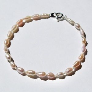 Hand Knotted Rice Pearl Bracelet Freshwater Pearls
